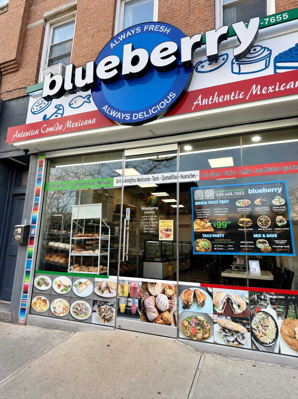 Blueberry Mexican Grill & Bakery storefront on Coney Island Avenue, Midwood, Brooklyn